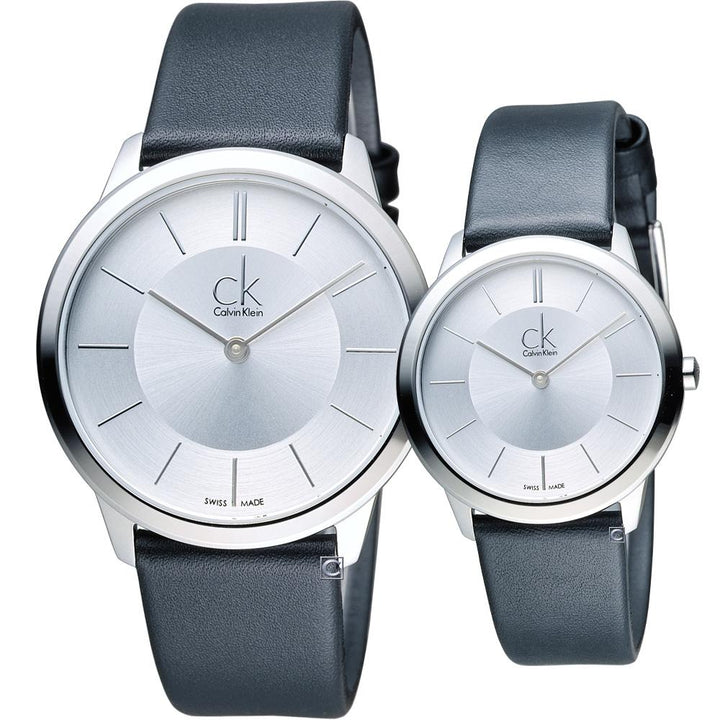 NEW Calvin Klein Minimal Leather Mens Watches - Silver Dial K3M211C6