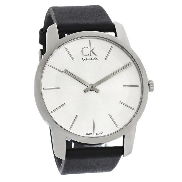 NEW Calvin Klein City Leather Mens Watches - Black K2G211C6