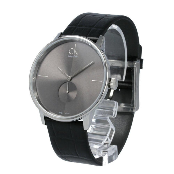 NEW Calvin Klein Accent Leather Mens Watches - Black K2Y211C3