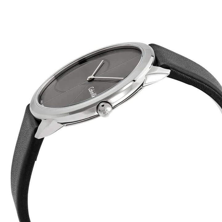 NEW Calvin Klein Minimal Leather Mens Watches - Black Dial K3M211C3