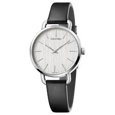 NEW Calvin Klein Even Leather Ladies Watches - Black K7B231C6